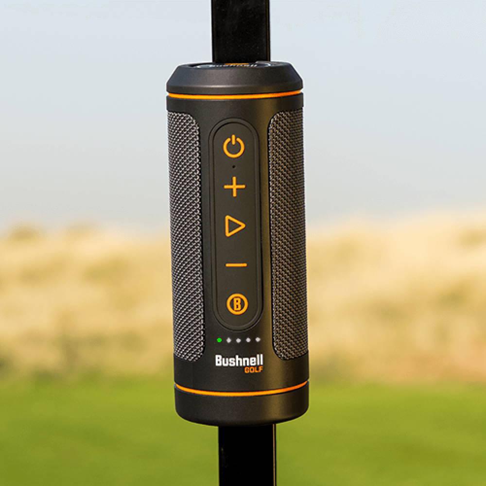 Bushnell Wingman 2 GPS speaker on a golf cart